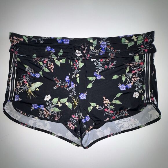 Athleta Gold Coast Surge Shorts Swim Bottoms Size Large Black Floral Print - Picture 2 of 8